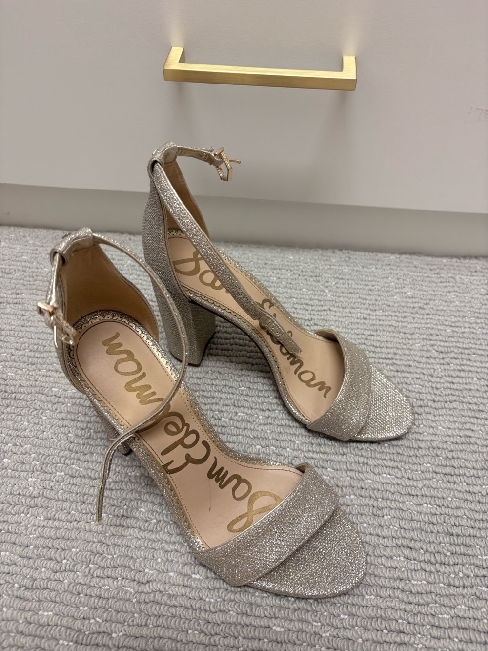 Sam Edelman Glitter Ankle-Strap Block Heel Sandals